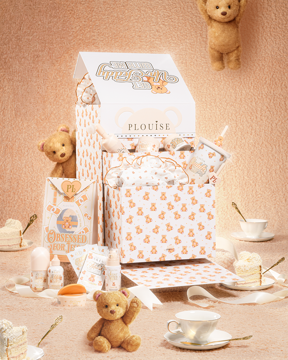 P.Louise Get Unteddy With Me Full PR Teddy Collection Box Set omgiven av tårta och nallar