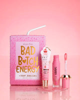 Rosa P.Louise Crystal Glitter Bad Bitch Energy Lippenduo in Kirschkaugummi mit glänzendem Lippenöl und Lippenpflegemittel