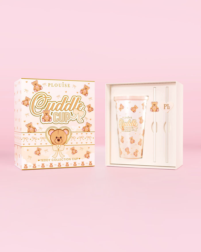 Slika P.Louise Teddy Bear Steel Cuddle Cup Tumbler & Straw u pakiranju s dizajnom plišanog printa