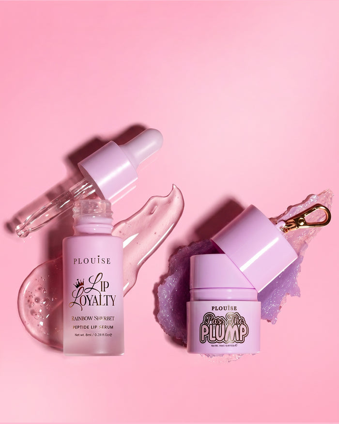 P.Louise Sippin Pretty Lip Duo v Rainbow Sherbet s věrným peptidovým sérem na rty a absolvováním ošetření baculatých rtů