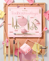 P.Louise Toolbox Teaching Makeup Tool Kit med pincet, øjenvippebukker, mini saks, spoolie og blandingspalet